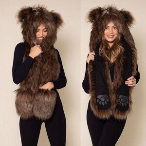 SpiritHoods Limited Edition Bear Hat Scarf Fur Hood 1 of 50 Made from 2009 RARE